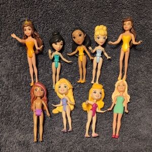 Polly Pocket Disney Princess Doll Bundle Of 9